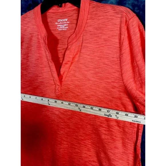 Chico’s The Ultimate Tee Women's Top Size 2 Large Orange 3/4 Sleeve - Picture 7 of 15